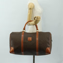 CELINE Macadam Canvas Boston Bag PVC Leather Brown Gold Auth 179832-30