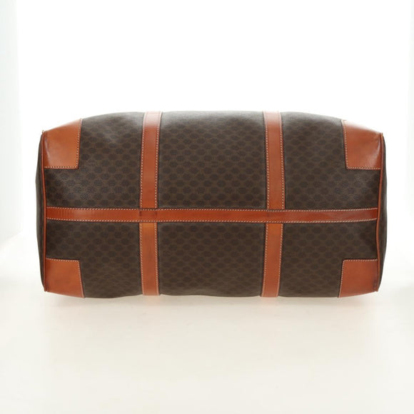 CELINE Macadam Canvas Boston Bag PVC Leather Brown Gold Auth 179832