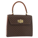 CELINE Macadam Canvas Handtasche PVC Leder Braun Gold Auth 179840A-1