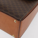 CELINE Macadam Canvas Handtasche PVC Leder Braun Gold Auth 179840A-16