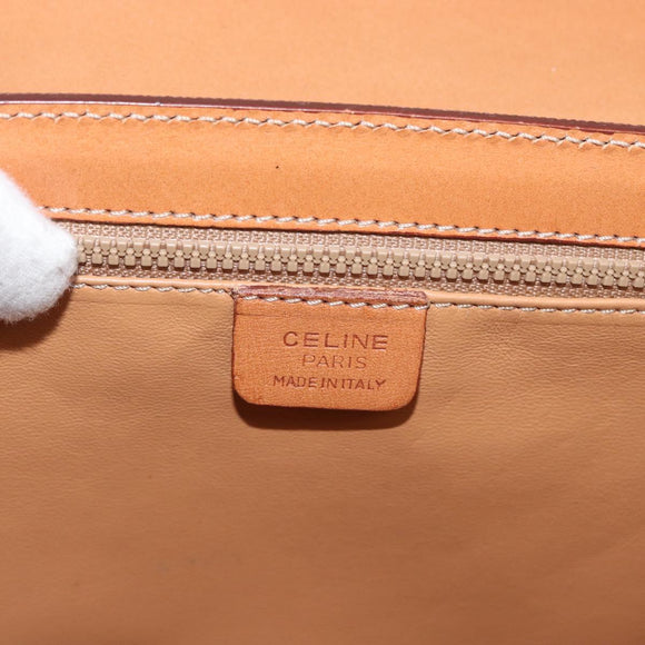 CELINE Macadam Canvas Handtasche PVC Leder Braun Gold Auth 179840A
