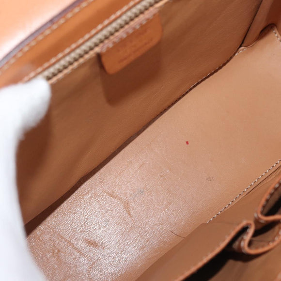 CELINE Macadam Canvas Handtasche PVC Leder Braun Gold Auth 179840A