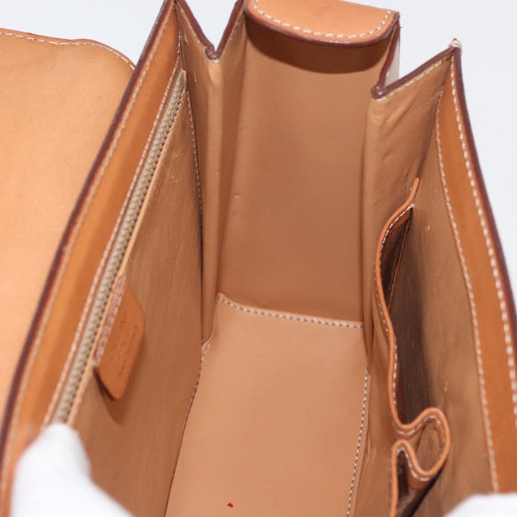 CELINE Macadam Canvas Handtasche PVC Leder Braun Gold Auth 179840A