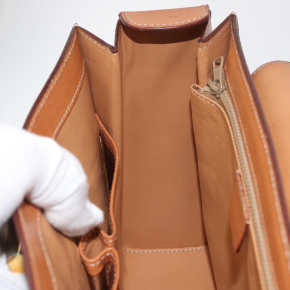 CELINE Macadam Canvas Handtasche PVC Leder Braun Gold Auth 179840A