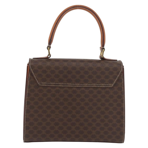 CELINE Macadam Canvas Handtasche PVC Leder Braun Gold Auth 179840A
