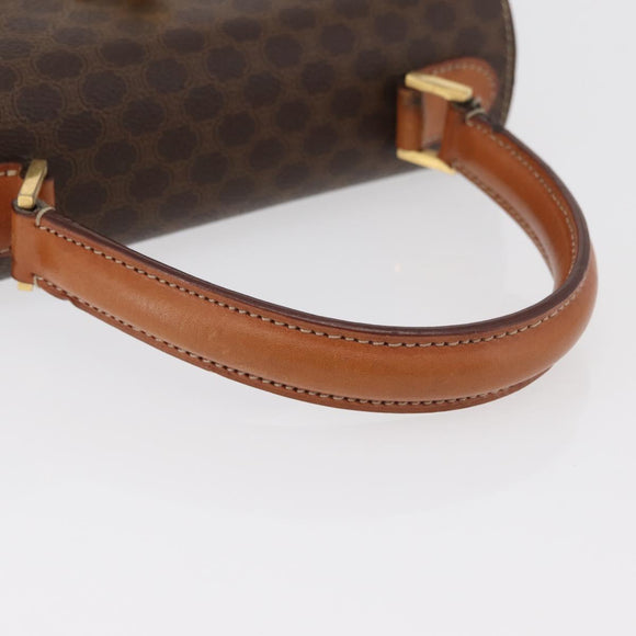 CELINE Macadam Canvas Handtasche PVC Leder Braun Gold Auth 179840A