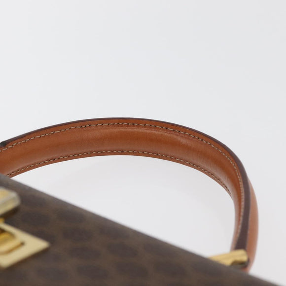 CELINE Macadam Canvas Handtasche PVC Leder Braun Gold Auth 179840A