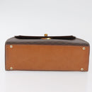 CELINE Macadam Canvas Handtasche PVC Leder Braun Gold Auth 179840A-5