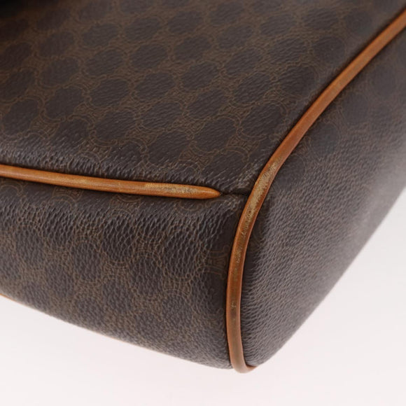 CELINE Macadam Canvas Shoulder Bag PVC Leather Brown Gold Auth 179841