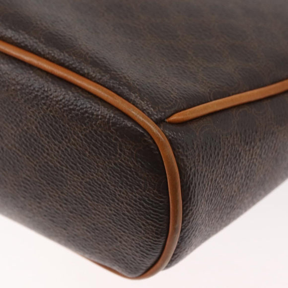 CELINE Macadam Canvas Shoulder Bag PVC Leather Brown Gold Auth 179841