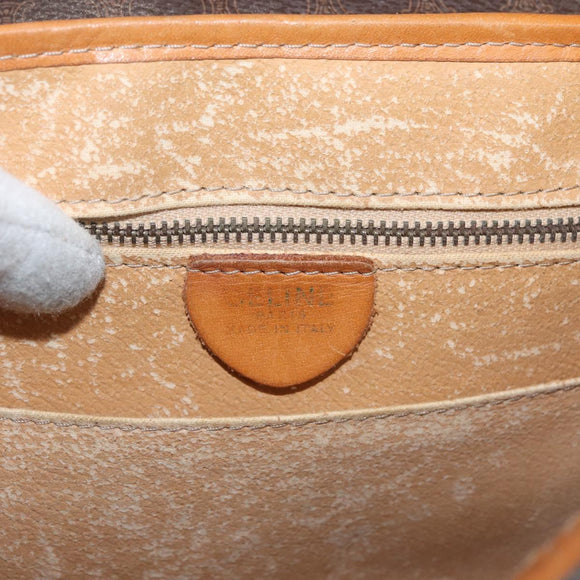 CELINE Macadam Canvas Shoulder Bag PVC Leather Brown Gold Auth 179841