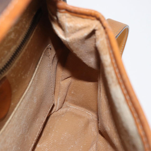 CELINE Macadam Canvas Shoulder Bag PVC Leather Brown Gold Auth 179841