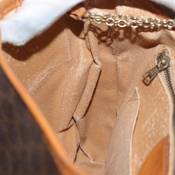 CELINE Macadam Canvas Shoulder Bag PVC Leather Brown Gold Auth 179841