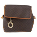 CELINE Macadam Canvas Shoulder Bag PVC Leather Brown Gold Auth 179841-13
