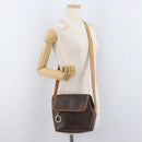 CELINE Macadam Canvas Shoulder Bag PVC Leather Brown Gold Auth 179841-23
