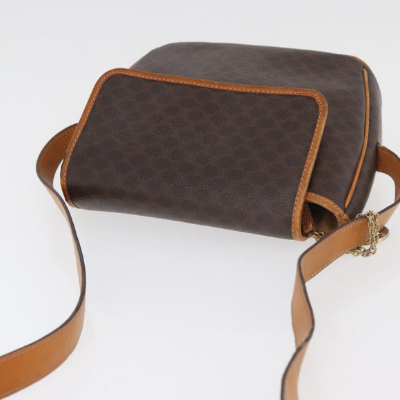 CELINE Macadam Canvas Shoulder Bag PVC Leather Brown Gold Auth 179841