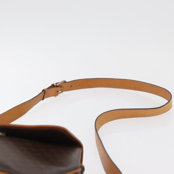CELINE Macadam Canvas Shoulder Bag PVC Leather Brown Gold Auth 179841