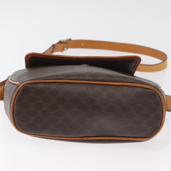 CELINE Macadam Canvas Shoulder Bag PVC Leather Brown Gold Auth 179841