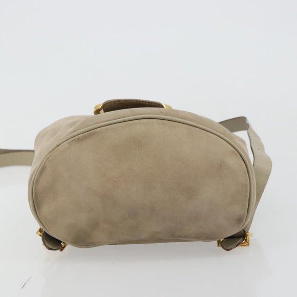 Salvatore Ferragamo Gancini Backpack Suede Gray Gold Auth 179844