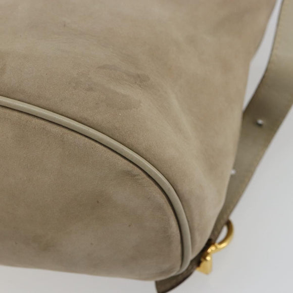 Salvatore Ferragamo Gancini Backpack Suede Gray Gold Auth 179844