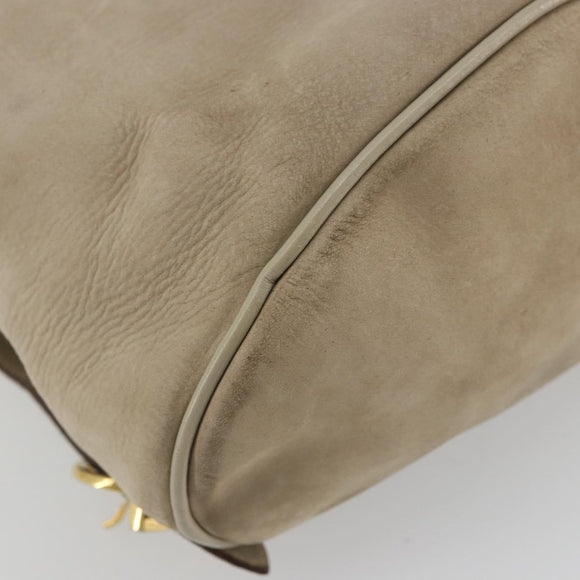 Salvatore Ferragamo Gancini Backpack Suede Gray Gold Auth 179844