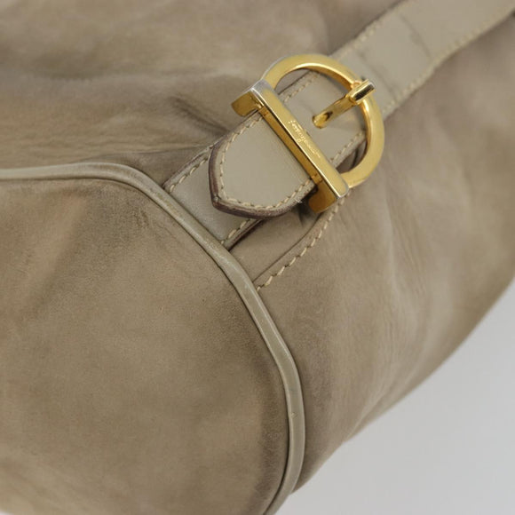 Salvatore Ferragamo Gancini Backpack Suede Gray Gold Auth 179844
