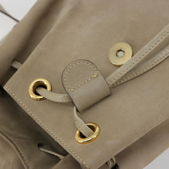 Salvatore Ferragamo Gancini Backpack Suede Gray Gold Auth 179844
