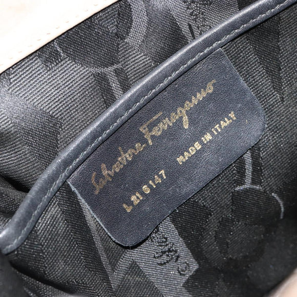 Salvatore Ferragamo Gancini Backpack Suede Gray Gold Auth 179844