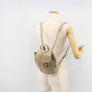 Salvatore Ferragamo Gancini Backpack Suede Gray Gold Auth 179844-24