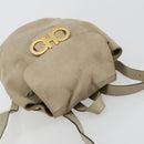 Salvatore Ferragamo Gancini Backpack Suede Gray Gold Auth 179844-6