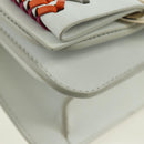 Salvatore Ferragamo Chain Vala Shoulder Bag Leather White Gold Auth 179845A-15