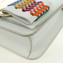 Salvatore Ferragamo Chain Vala Shoulder Bag Leather White Gold Auth 179845A-16