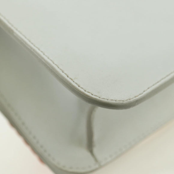 Salvatore Ferragamo Chain Vala Shoulder Bag Leather White Gold Auth 179845A