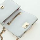 Salvatore Ferragamo Chain Vala Shoulder Bag Leather White Gold Auth 179845A-19