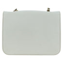 Salvatore Ferragamo Chain Vala Shoulder Bag Leather White Gold Auth 179845A-2
