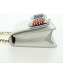 Salvatore Ferragamo Chain Vala Shoulder Bag Leather White Gold Auth 179845A-3