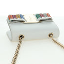 Salvatore Ferragamo Chain Vala Shoulder Bag Leather White Gold Auth 179845A-6