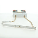 Salvatore Ferragamo Chain Vala Shoulder Bag Leather White Gold Auth 179845A-7
