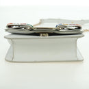 Salvatore Ferragamo Chain Vala Shoulder Bag Leather White Gold Auth 179845A-5