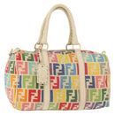FENDI Zucca Canvas Celeria Boston Bag Multicolor Gold Auth 179846A-1