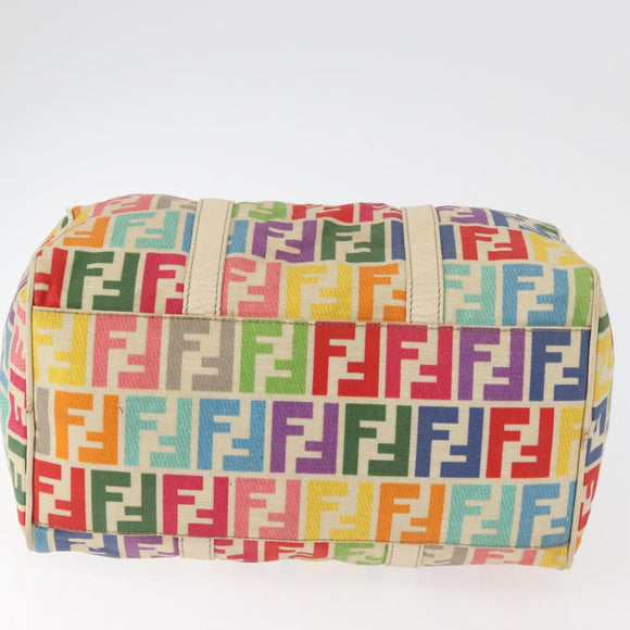 FENDI Zucca Canvas Celeria Boston Bag Multicolor Gold Auth 179846A