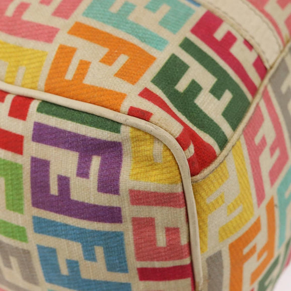 FENDI Zucca Canvas Celeria Boston Bag Multicolor Gold Auth 179846A