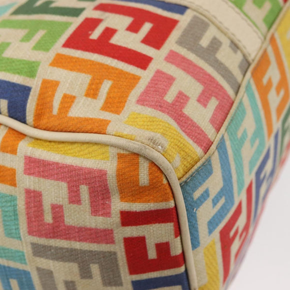 FENDI Zucca Canvas Celeria Boston Bag Multicolor Gold Auth 179846A