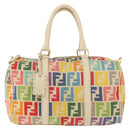 FENDI Zucca Canvas Celeria Boston Bag Multicolor Gold Auth 179846A-13