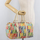 FENDI Zucca Canvas Celeria Boston Bag Multicolor Gold Auth 179846A-24