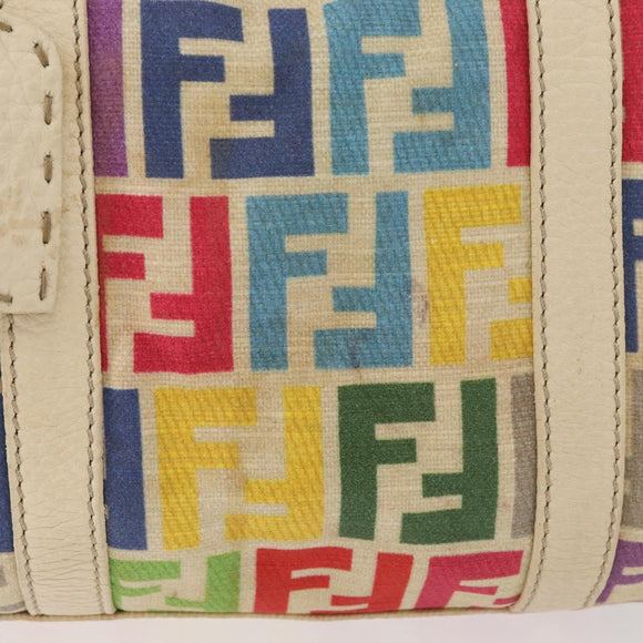 FENDI Zucca Canvas Celeria Boston Bag Multicolor Gold Auth 179846A