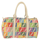 FENDI Zucca Canvas Celeria Boston Bag Multicolor Gold Auth 179846A-3