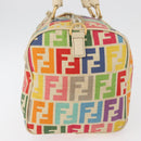 FENDI Zucca Canvas Celeria Boston Bag Multicolor Gold Auth 179846A-4