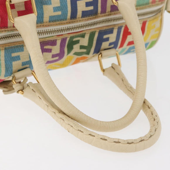 FENDI Zucca Canvas Celeria Boston Bag Multicolor Gold Auth 179846A