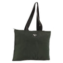 PRADA Tote Bag Nylon Khaki Silber Auth 179851-1